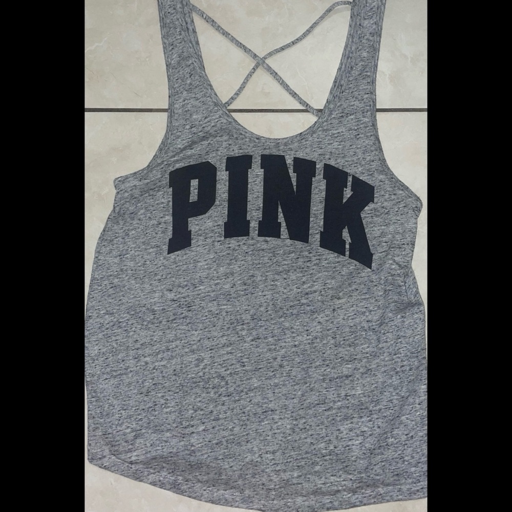 Heather Gray Strappy PINK Tank Top